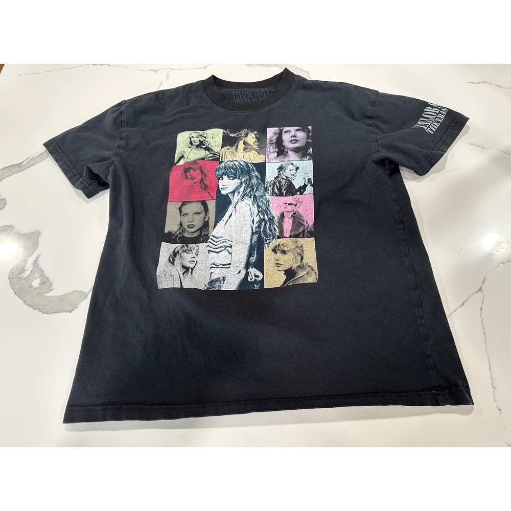 Taylor‎ Swift The Eras Tour T Shirt Black Album Collage Graphic Tee Women's S